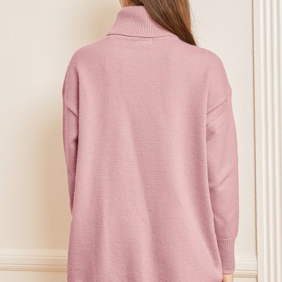NWT LULUS BLUSH PINK KNIT TURTLENECK SWEATER DRESS - Picture 3 of 6